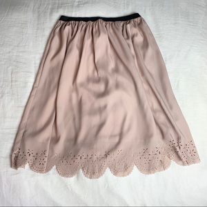 Mauve scallop detailed A line skirt